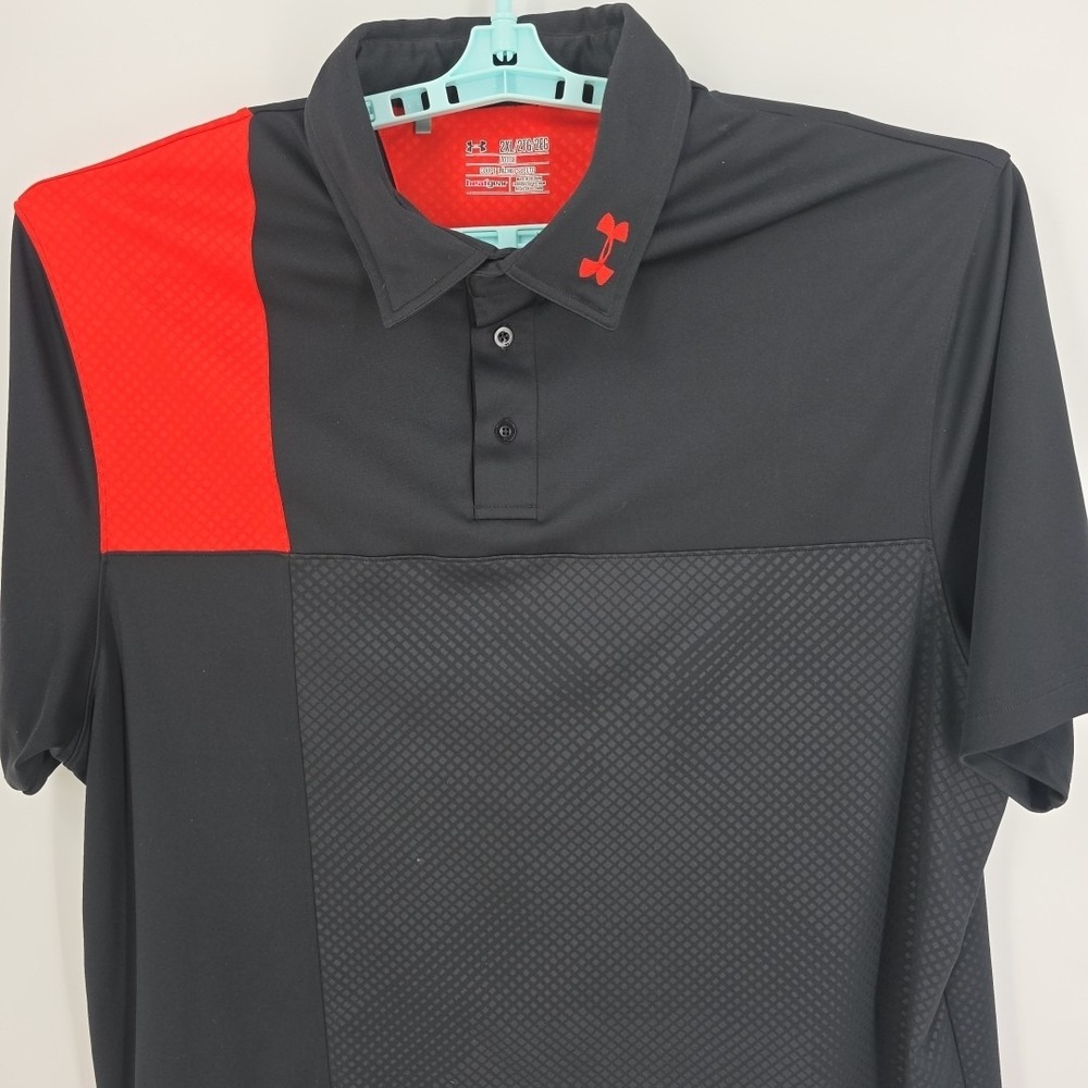 Under Armor Black and Orange Men's Heat Gear‎ Polyester Athletic Shirt Size 2XL - Picture 2 of 9
